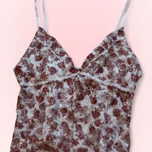 Floral Lace Trim Cami Top